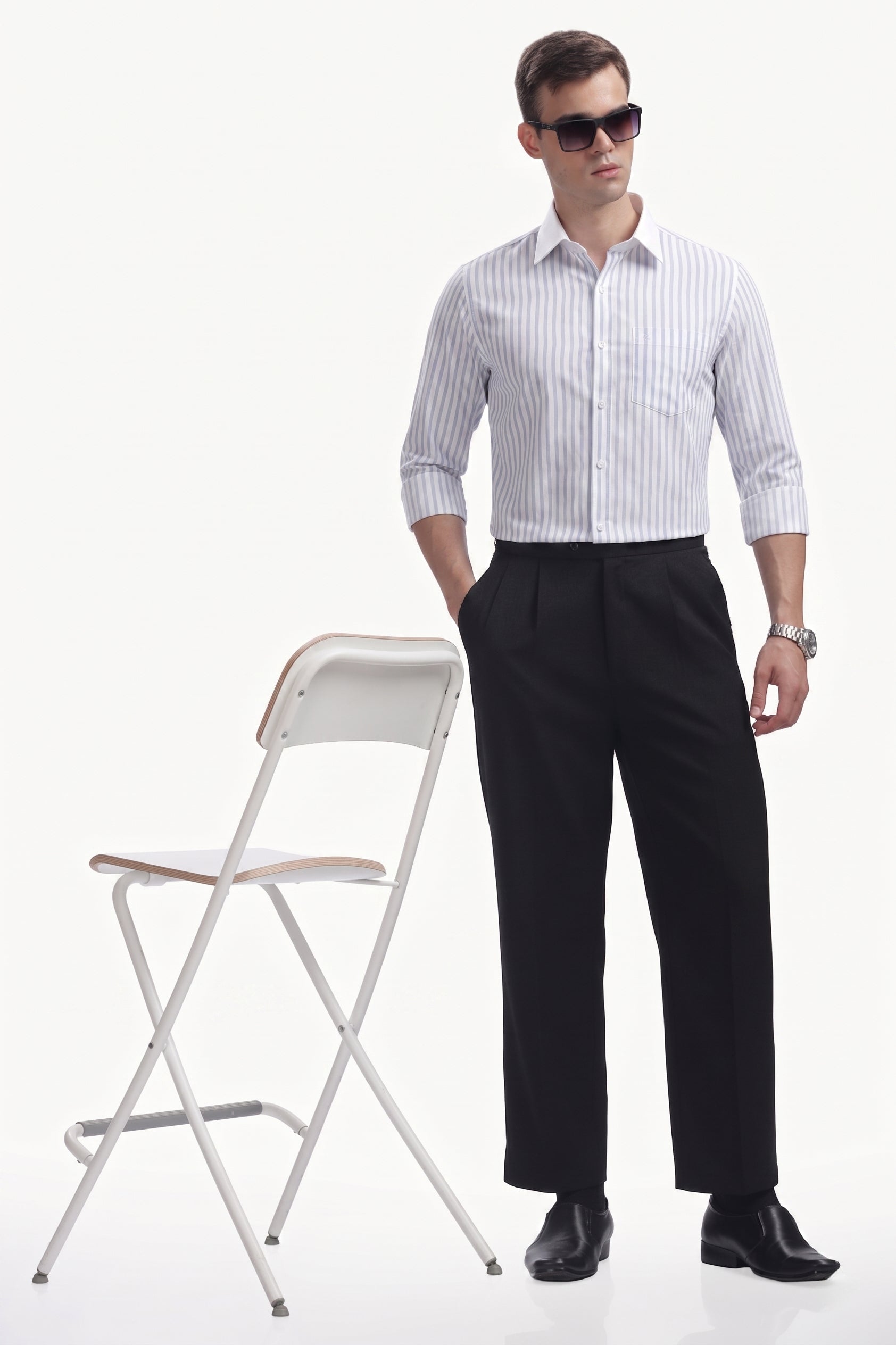 Sky Blue Line White Collar