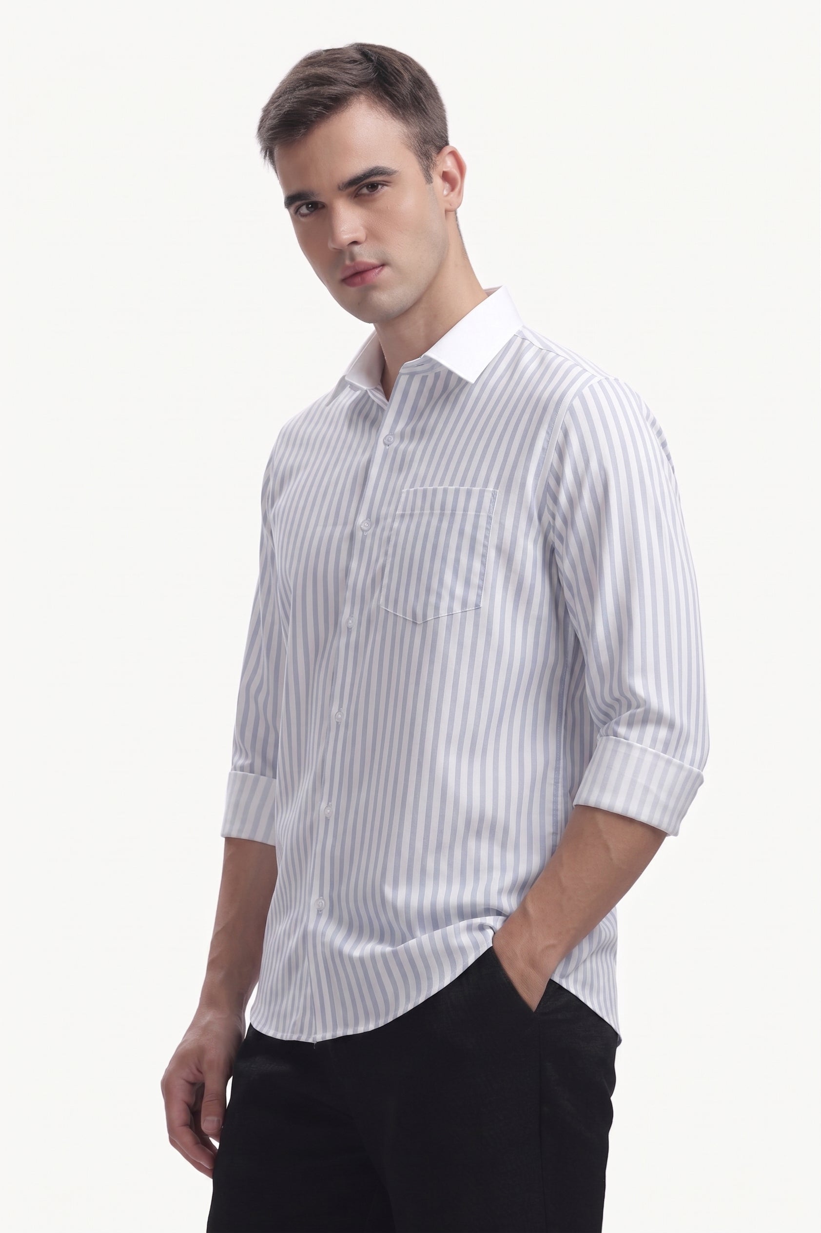 Sky Blue Line White Collar
