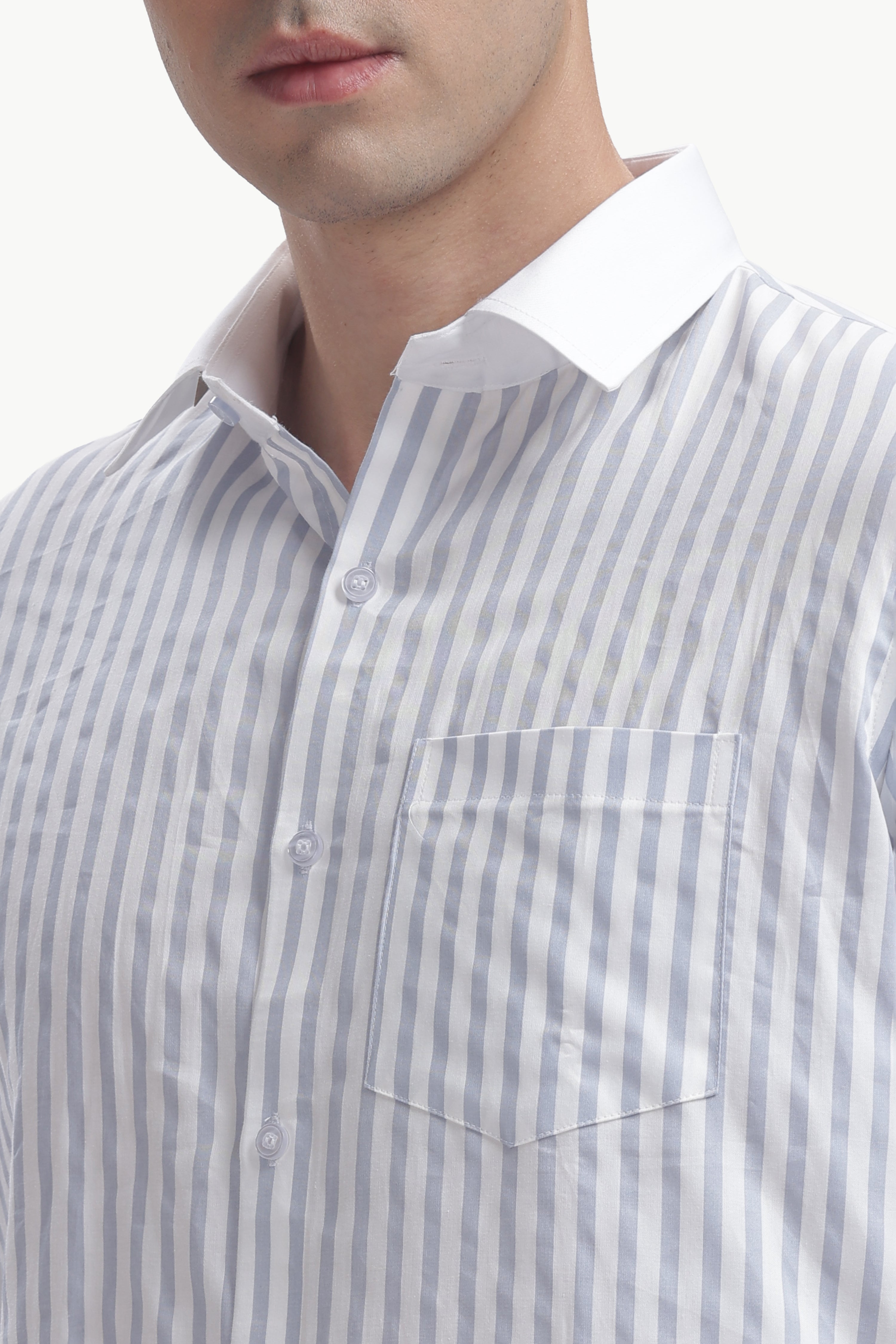 Sky Blue Line White Collar