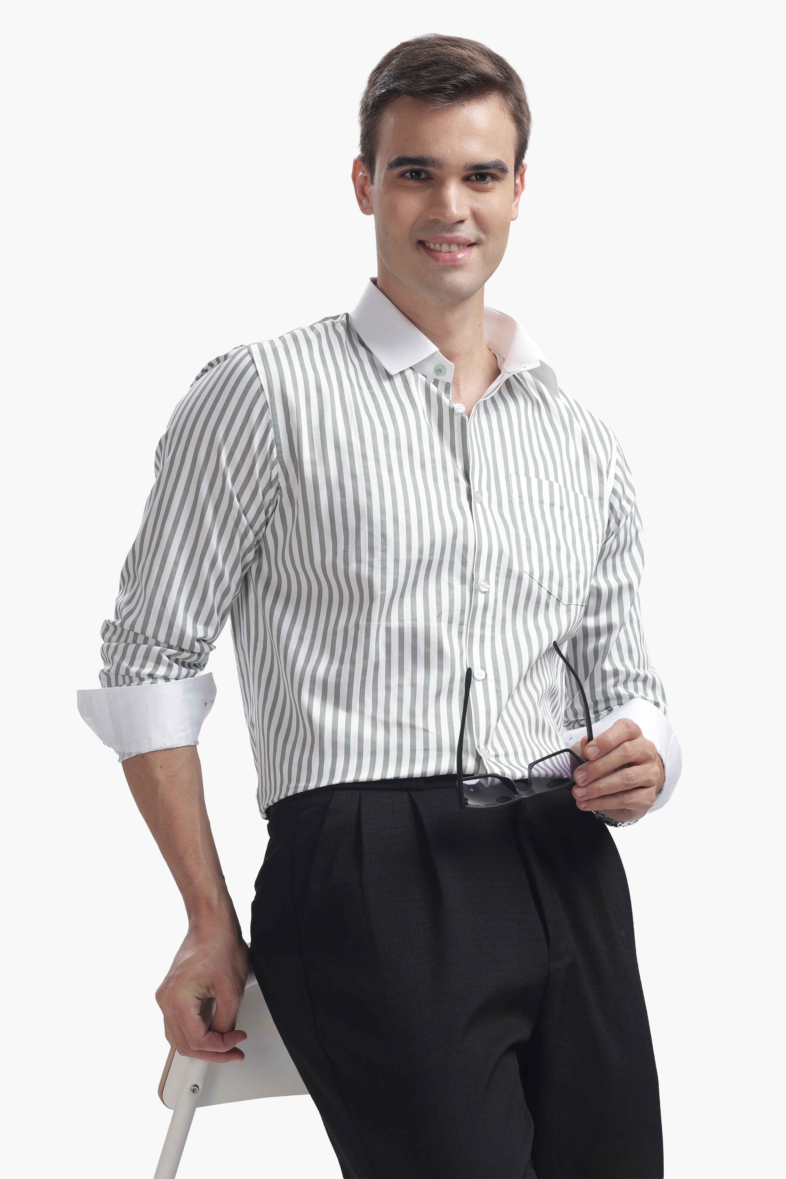 Light Green Line White Collar