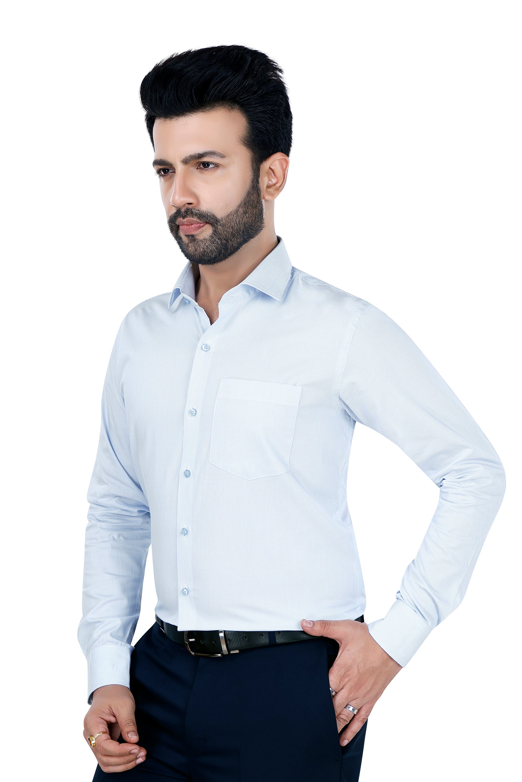 Stripped Cotton Blue Shirt