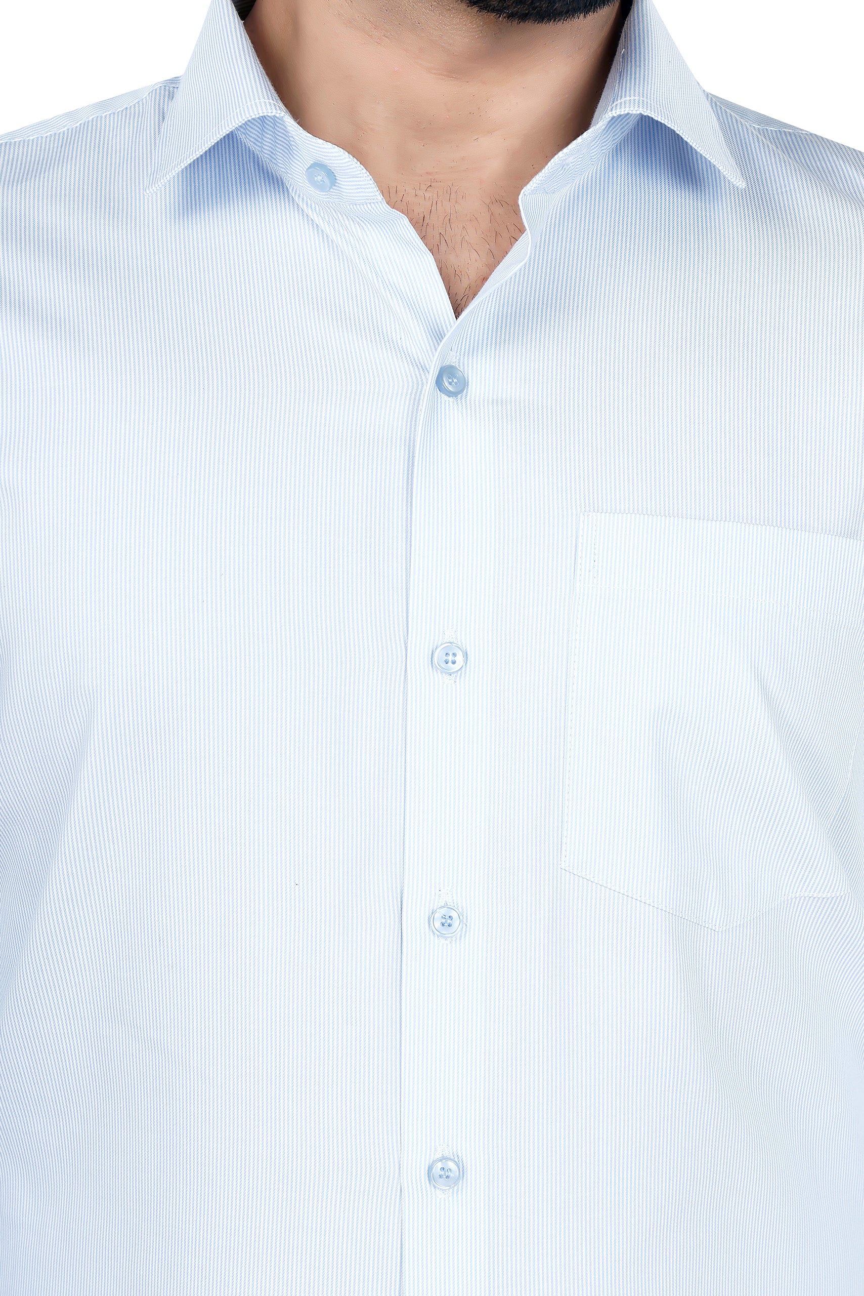 Stripped Cotton Blue Shirt