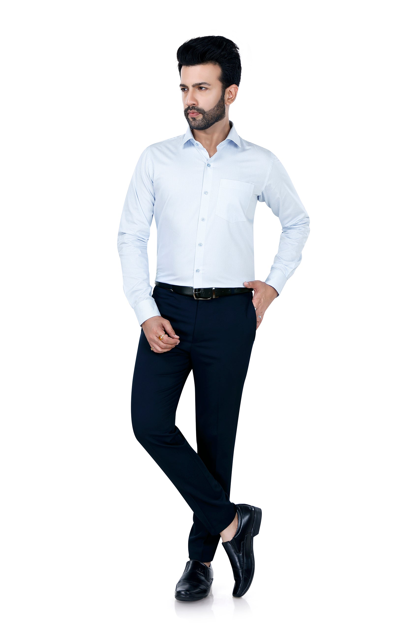 Stripped Cotton Blue Shirt