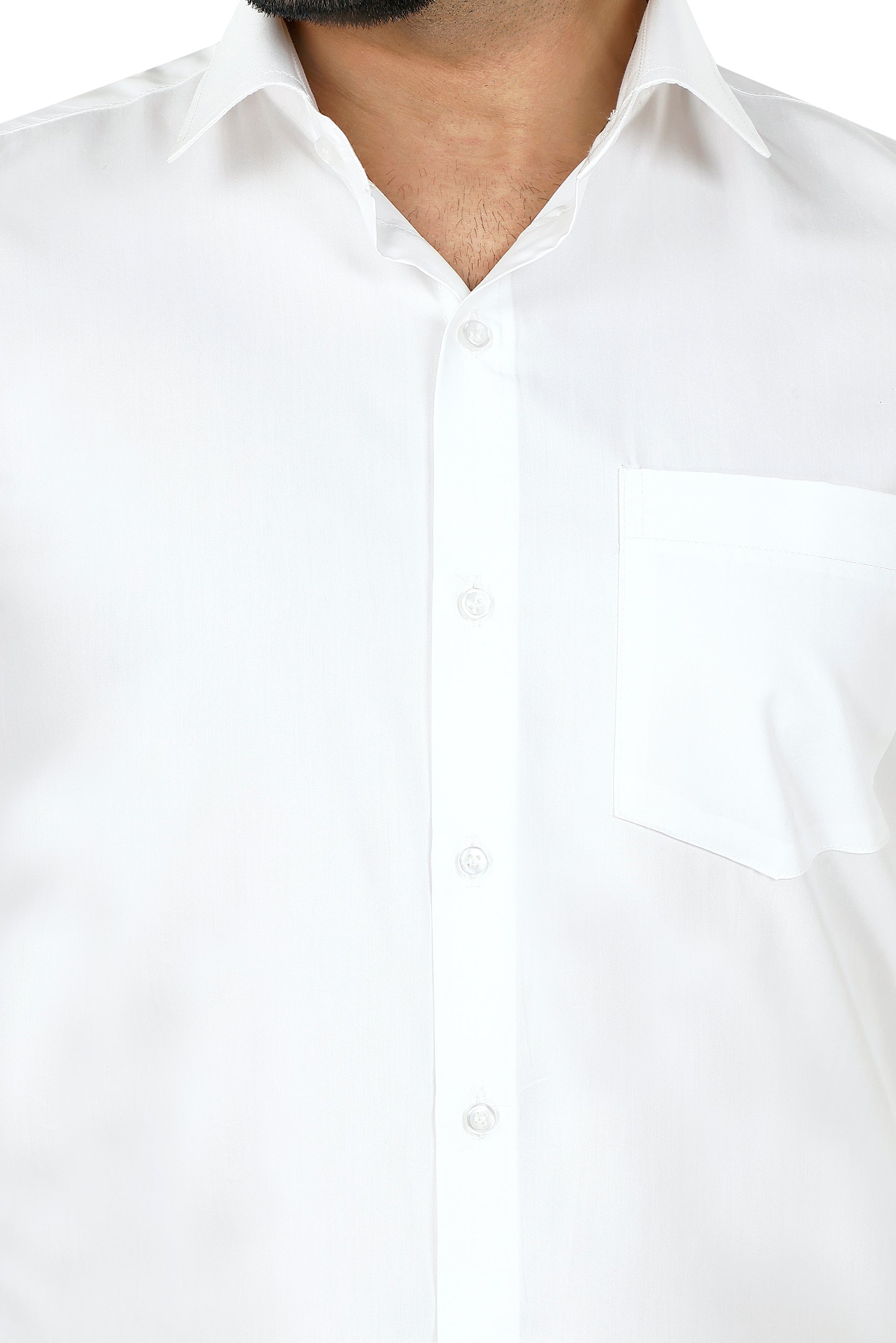 Solid White Cotton Tencel Shirt