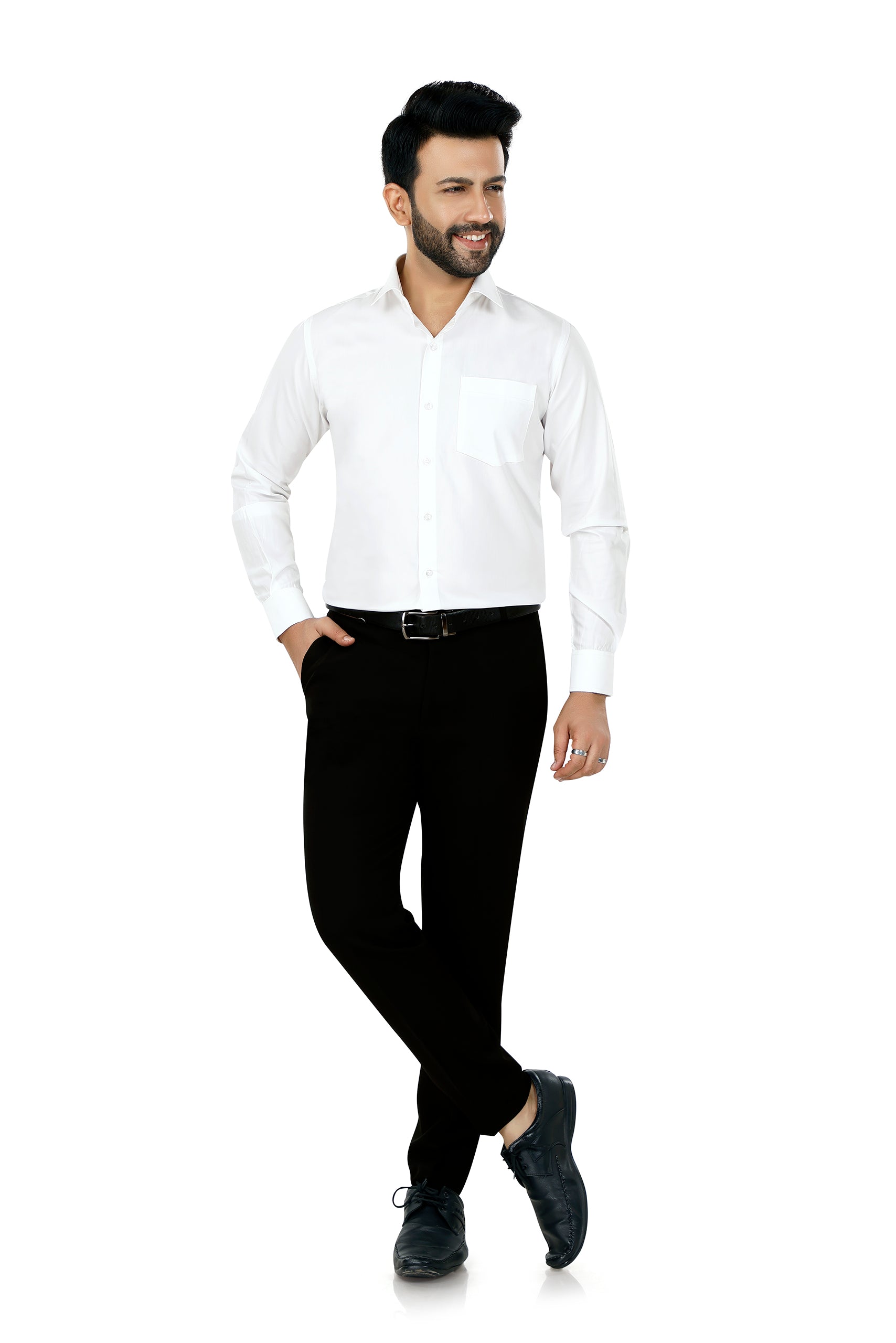 Solid White Cotton Tencel Shirt